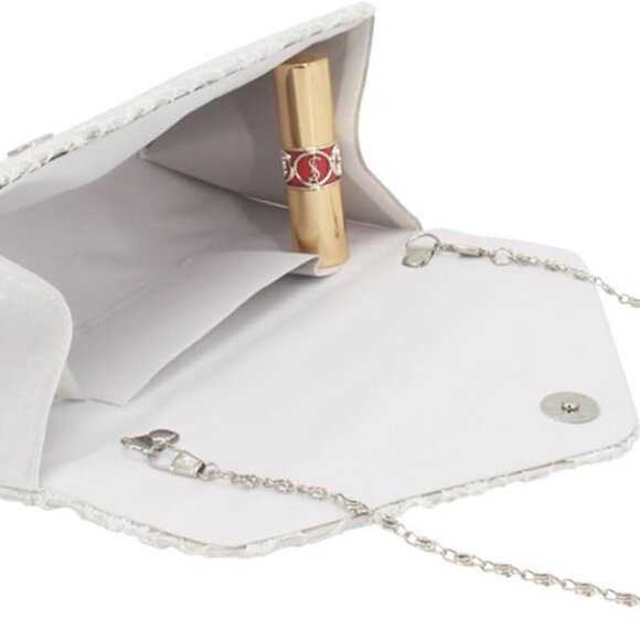 Women’s Clutch Purse Evening Bag Wedding Bride Lace Messenger Party Envelope - Picture 4 of 7